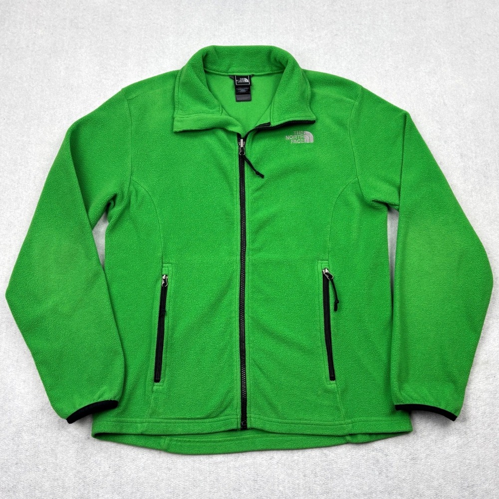 The North Face Jacket Mens Medium Green Full Zip Fleece Hiking Coat CMX2 F14